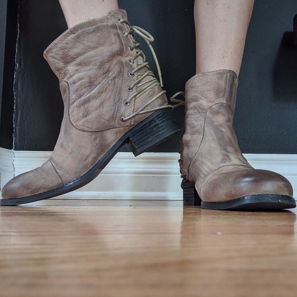 Two Lips Leather Booties View 4